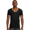 Men's Suits 3137 T-shirt Voor Mannen Low Cut Stretch Vee Top Tees Fashion Mannelijke Onzichtbare Casual Zomer