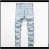 Jeans pour hommes Vêtements Drop Delivery 2021 High Street Stretch Personnalité Big Hole Tide Wear Blanc Mendiant Mode Hommes Vêtements Lbzab