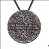 Pendentif Colliers Arbre de vie Collier Kybalion Correspondance de la loi comme ci-dessus ci-dessous sans charme de méditation Yoga Drop Dhgarden Dhtzv