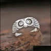 Bague Solitaire Vintage 925 Sier Mini Hibou Anneaux Chic Femmes Us Anneau Taille 610 Pour La Fête Des Mères Cadeau Bijoux Drop Delivery Dhgarden Dh8Gn