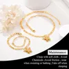 Anklets U7 Cute Butterfly For Women Gold 4mm Figaro Chain Butter Charm Ankle Bracelets Girls Jewelry 8.5 IN Adjustable A342