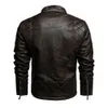 Mens Leather Faux Motorcykel Casual Brodery Biker Coat Zipper Fleece Jacket Autumn Winter Men PU Jackor 221129