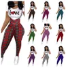 Designer Valentine Day Tracksuits Fashion Mönster Tryckt kortärmad t-shirt och Suspender Jumpsuit Tvådelt jogger set kvinnliga kläder