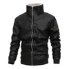 Hommes en cuir Faux MJNONG polaire fourrure veste hommes hiver mode Laple fermeture éclair ourlet droit formel manteaux décontractés Bomber 221128