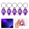 Lumières Uv Mini porte-clés lampe de poche LED cadeaux de promotion lampe torche porte-clés lumière blanc violet Flash Traviolet Drop livrer Dhkrw2057919