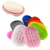 Porte-savon en silicone anti-dérapant ovale porte-savon plaque plateau fuite moule anti-moisissure cuisine salle de bain savons boîte 9 couleurs