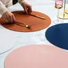 Table Runner 4pcs 38cm Anti Skid PU Round Placemats Waterproof Restaurant El Bistro Cafe Tableware Bar Dining Room Decoration P45