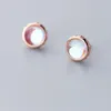 Boucles d'oreilles à tige opale pour femmes argent 925 bijoux minimaliste rond charme jeune fête bureau fiançailles cadeaux haut à la mode