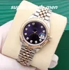 Lady's Watch Factory Sales Automatische beweging 28 mm dames roestvrij staal/ros￩goud blauw diamant diamtaal 279171 met doos/papieren saffier duiken horloge polshorloges