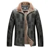 Mens couro falso Aboorun Winter Fleece PU Jacket Business Casual Woolen Coat Khaki quente para masculino 221129