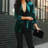 Damskie garnitury biuro lady blazers jesienne solidne kolor Slim Single Bedeed Blazer Women Fashion Velvet Warm Lapel Coat