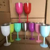 Verres à vin en acier inoxydable de 10 oz à double mur à glace glacière Vas de vide isolés avec les couvercles Verre non glissante 11 Color WLY9351966974