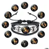 Charm Bracelets 6 Styles Zodiac Sign Leather Bracelets 18Mm Ginger Snap Buttons 12 Horoscope Charm Adjustable Bangle For Women Men F Dhkyn