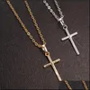 Anhänger Halsketten Mode Kreuz Anhänger Tropfen Gold Schwarz Farbe Kristall Jesus Anhänger Halskette Schmuck Für Männer/Frauen Großhandel Dhgarden Dh6Vy