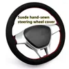 Steering Wheel Covers DIY Suede Hand-sewn Cover Of Soft Fiber Leather Braid On The Steering-wheel Car With Needle Auto Accessories