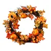 Dekorativa blommor Höstkransdekor Pine Cone Pumpkin Garland ytterdörr Artificial Flower Halloween Thanksgiving 2023 Jul