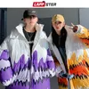 Masculino abaixo Parkas Lappster Men Harajuku Oversize Vintage Puffer Jacket Dreetwear Male com capuz Y2K casual casaco quente 221129