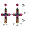 Dangle Chandelier Vintage Long Metal Colorf Crystal Cross Dangle Earrings Fashion Diamonds Pendant Earring Jewelry Accessories For Dheiy