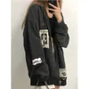 Женские толстовки с капюшоном Emo Women Alt Punk Hoodie Zip Up Grunge Aesthetic Jacket Vintage Streetshirt Harajuku Graffiti Y2K Одежда на молнии 221129