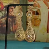 Dangle Earrings Gold Color Water Drop Shape Hollow Design Moroccan Trendy Women Earring Rhinestone Vintage Bridal Gifts