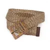 Belts Free Delivery Retro Bohemian Wide Belt Round Square Wooden Buckle Wild Woven Linen Women's Fake Straw