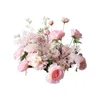 Dekoratif çiçekler pembe yapay gül çiçek sırası yeşil bitkiler düzenleme düğün zemin dekor asılı çiçek centerpieces masa topu