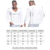 Мужские костюмы 1161 Футболка Diepe V-Hals Voor Mannen Low Cut Brede Kraag Top Tees mannelijke puur katoen slim fit lange mouwen