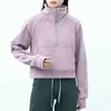 Women's Korean Style Yoga Half Zipper Sweatshirt With Fleece Thumb Hole - Trendy Hoodie Fashion for Running and Sports Activity