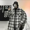 Erkek Ceketler Erkekler Japon Ekose Tasarım Dinamik Düğme Up Yakışıklı Streetwear Rahat Kore Şık Gençler Baggy Harajuku Allmatch 221129