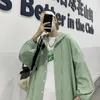 Męskie kurtki mężczyźni Summer z kapturem czysty kolor cienki po prostu dopasuj nastolatek hip -hop streetwear koreański stylowy workowate guziki moda moda swobodny 221129