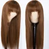 #4 Honey Blonde 13x6 Lace Front Human Hair Wigs 13x4 Transparent Wig Brazilian Straight Brown Colore Bangs Parksonhair