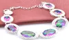 Luckyshine sell fashion 925 sterling silver plated Oval charm bracelet MultiColored mystic topaz gemstone infinity bracelets 3871137