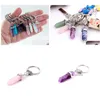 Key Rings Chakra Hexagon Prism Natural Stone Keychain Key Ring Handbag Hangs Fashion Jewelry Gift Drop Delivery Dhypm