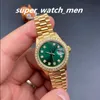 Damenuhr, automatisch, mechanisch, 69178, Datejust, 18 Karat Gelbgold, Diamant, grünes Zifferblatt, Lünette, Damenuhren, 2813-Uhrwerk, Saphir-Tauch-Damenmode, Mädchen-Armbanduhr