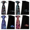 Bow Ties T063-85 Man Silk Tie Set Brand Mens Causal Jacquard Woven Paisley Poots For Men NeckerChief Set Business High-klass