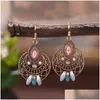 Dangle Chandelier Vintage Round 중공 금 금속 귀걸이를위한 인도 인도 Jhumka Crystal Retro Dangle Thailand Jewelry 드롭 DENPR DHNPR