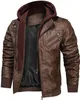 Mens Jackets Capuz Crew Casual Stand Collar Pu Faux Leather Zipup Motocicleta Jaqueta de Bomber com uma Roupa Men Removível 221129