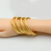 Bracelet à motif de feuilles pour femmes, 1 pièce, or jaune 18 carats, rempli de bijoux de mariage à la mode, cadeau Dia 60mm 7mm de large
