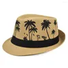 Berets Coconut Tree Beach Sun Hat Men Summer 2022 Korte rand Fedoras Panama Straw Jazz Women Sunhat Chapeau Paille