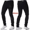 Jeans pour hommes Hommes Ripped Hole Slim Fit Casual Mens Steet Wear Distressed Pencil Pantalon Noir Bleu Clair Denim Pantalon Pleine Longueur Pantalon 210622