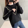 Frauenpullover JMPRS Mode Frauen Pullover sexy Spitze Patchwork Pullover loser gestrickter Jumper Casual Knopf Warm Herbst Langarmjacke J220915