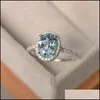 Wedding Rings Luxury Jewelry 925 Sterling Sier Oval Cut Mti Color Topaz Cz Diamond Party Women Wedding Band Ring For Lover Dr Dhgarden Dhtze