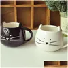 Canecas requintadas copos de gatinho de gama de vidro casal tumber cerâmica amantes caneca caneca de feliz aniversário artesanato artesanato 9 72ym dh8se