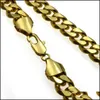 Zincirler Erkekler 18K Altın Dolgulu Katı Küba Körfezi Kolye 60cm Damla Teslim Tü Mücevheri Kolyeler Aracı Dhgarden Dhgim