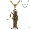 Hanger kettingen klassieke retro dood van angel santa muerte heren ketting 316l roestvrij staal sieraden mannen feestgeschenken drop dhgarden dhzmu