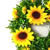 Decorative Flowers Spring Sunflower Artificial Wreaths 30cm Small Flower Garlands For Front Door Wall Decoration