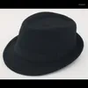 Boinas 2022 Classic Men's Dad Fedora Hats para cavalheiro Faux Woolen Jazz Cap Women Fedoras Autumn Winter Wide Felt Felt Hat Hat