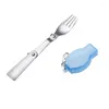 Servis uppsättningar Portable Folding Spoon/Fork Table Seary rostfritt stål salladsked Silver camping Traving vandring utomhus med låda