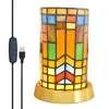 Bordslampor europeiska retro led färgglada glasdekorativ lampa med USB trefärgad dimbar sovrumsstudie el sängen nattljus