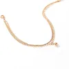Anklets Fashion Bead Anklet Rose Gold Color Stainless Steel Double Layer Link Chain Beach Holiday Foot Jewelry Women